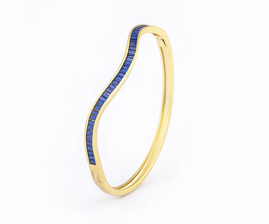 Nidin Licht Luxus Offene Armreif für Frauen Matt Frauen Armband Doppel Linie Ring Liebe Verwoben Wasser Welligkeit Armband Schmuck – Detail 6