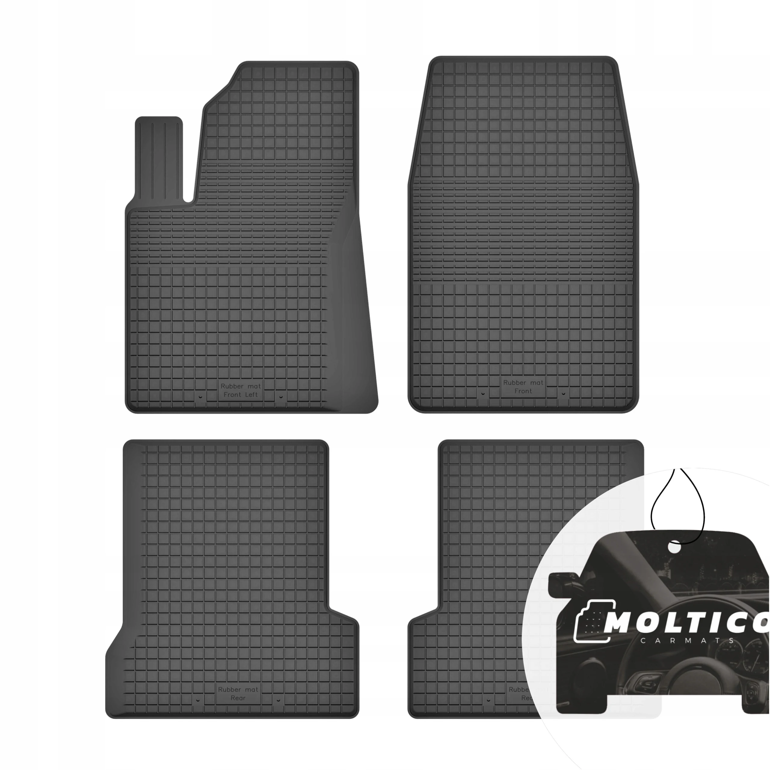 Rubberen matten, geschikt voor Ford Fiesta Mk7, bouwjaar 2008-2018, set inclusief rand.