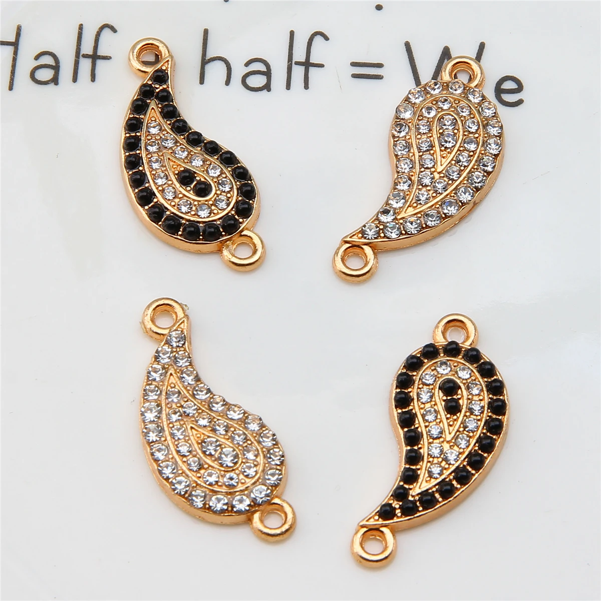 5sets/10pcs new Korean version full-diamond alloy small leaf accessories accessories DIY handmade material accessories