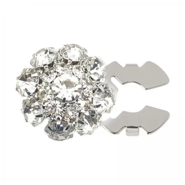 Sparkling Floral Button Covers Alloy Rhinestone Clip on Lace Accessories for Dresses Sweaters and Belts
