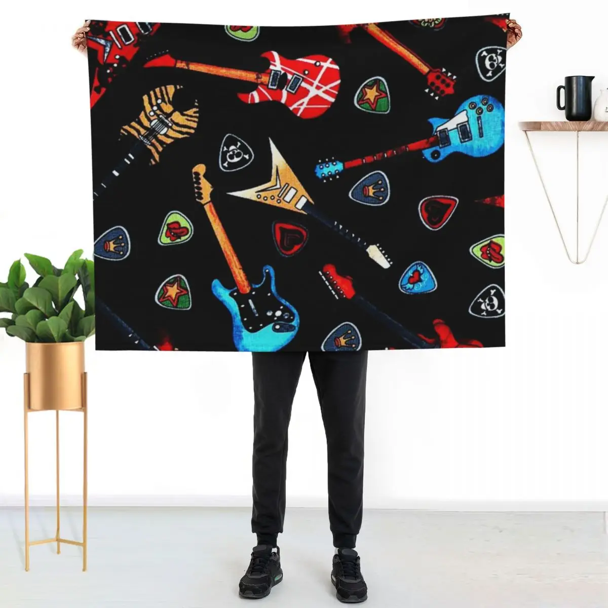 Electric Rock Guitars Throw Blanket Loose Vintage funny gift bed plaid Furrys for sofa Blankets