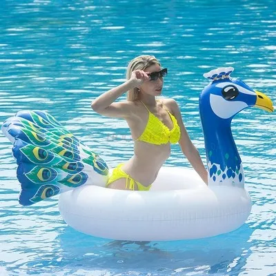 

PVC adult inflatable peacock swim ring aquatic animal riding floating bed armpit swimming circle