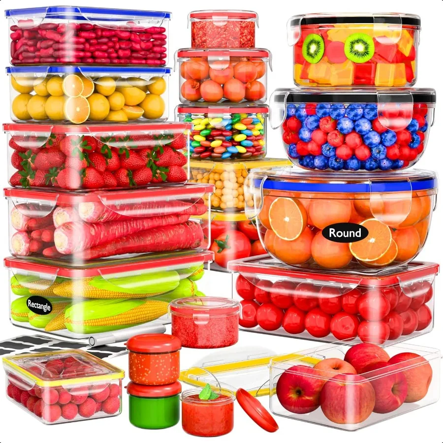 

40 шт. контейнеры для хранения продуктов с крышками герметичный пластиковый контейнер для приготовления еды для кладовой, кухни, микроволновой печи, посуда