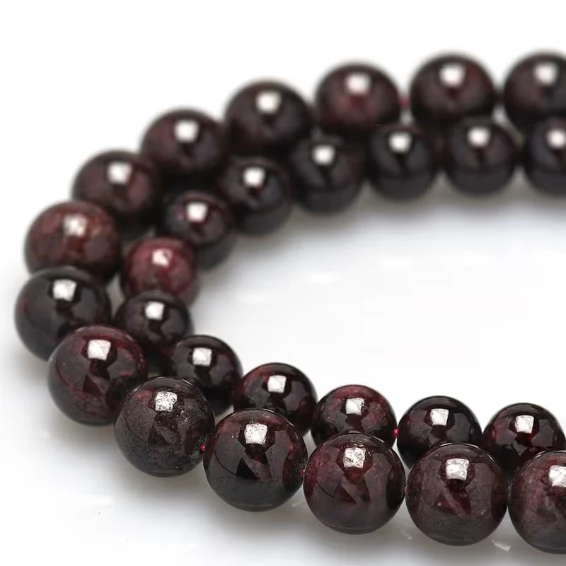 4/6/8/10/12 mm natürliche rote Granat-Steinperlen, runde lose Abstandsperlen für die Schmuckherstellung, DIY-Armband, Halskette, Charms, Zubehör – Detail 4