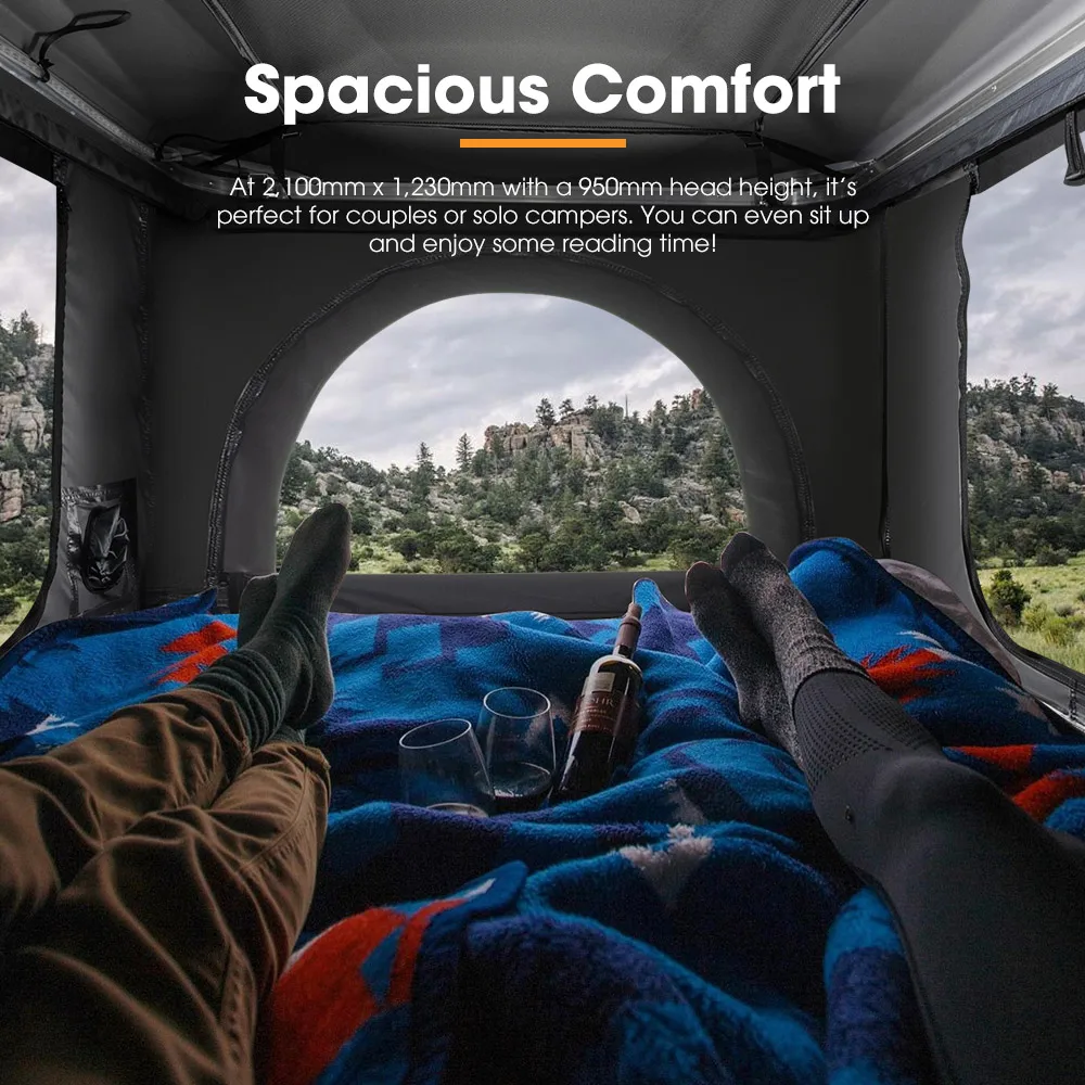 130x125 سنتيمتر خيمة سقف السيارة ، مادة سبائك الألومنيوم ABS قشرة صلبة ، افتتاح سريع ، خيمة تخييم مقاومة للماء لسيارات الدفع الرباعي Campervan #5