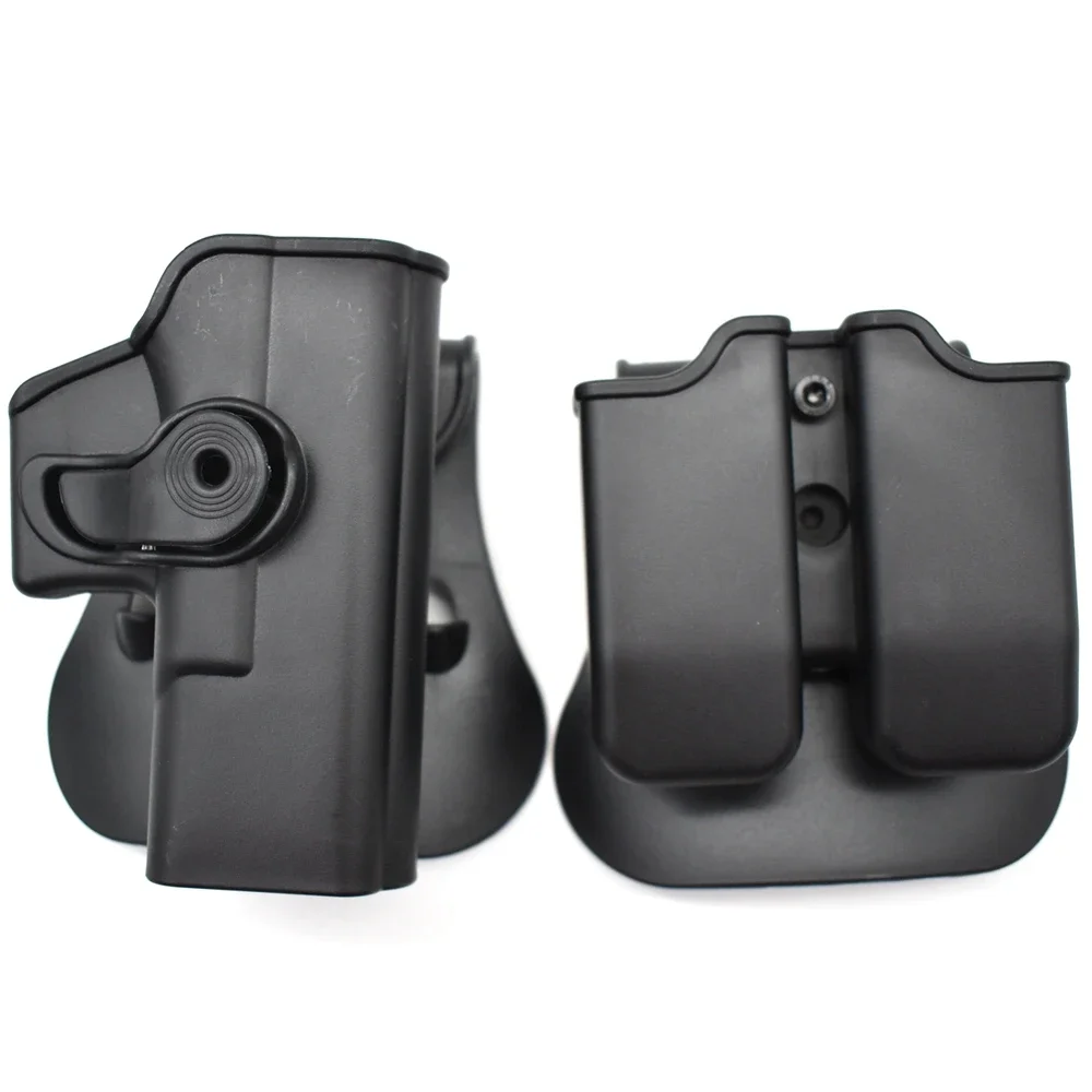

Gun Holster Defense Retention Tactical Gun Holster for Glock 17 gen 1- 4 9mm Double Magazine Pouch