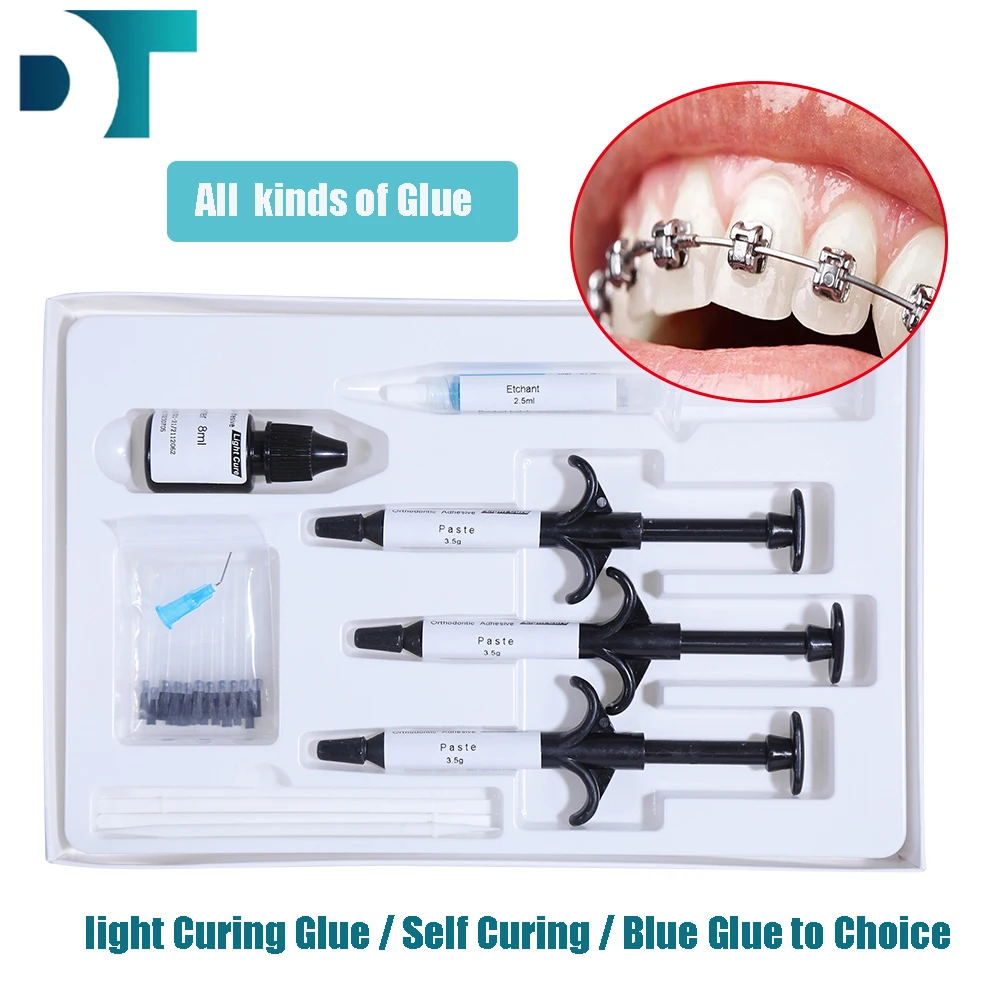 Dental Orthodontic Adhesive Light Cure Kit for Orthodontic Brackets Direct Bonding System Blue Glue