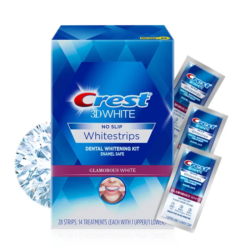 Crest-Kit de blanqueamiento dental glamoroso 3D, tiras blanqueadoras de dientes, buenos efectos, cuidado bucal, 5, 7, 10, bolsa sin caja