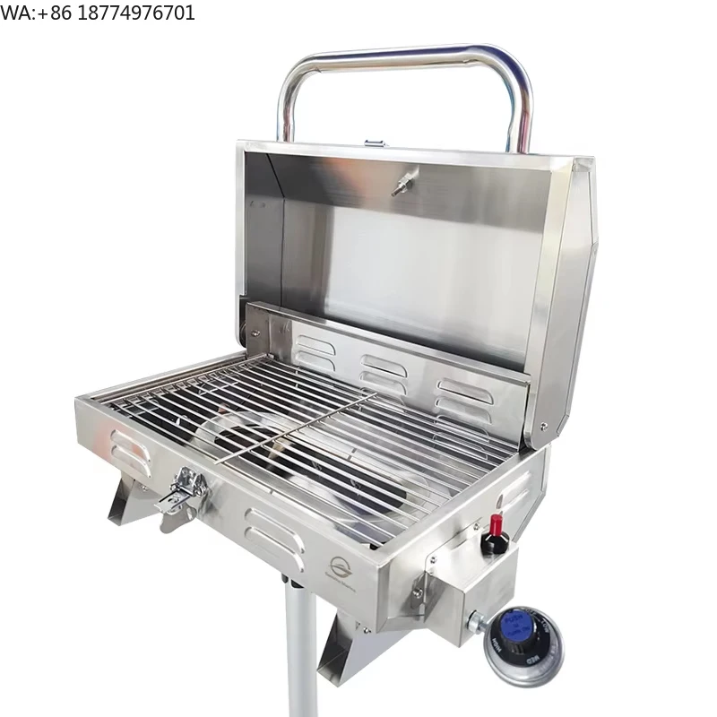 Genuine Marine Boat Parts RV Outdoor Adjustable Stainless Steel Large Gas and Charcoal Grill Combo BBQ Barbecue Grill