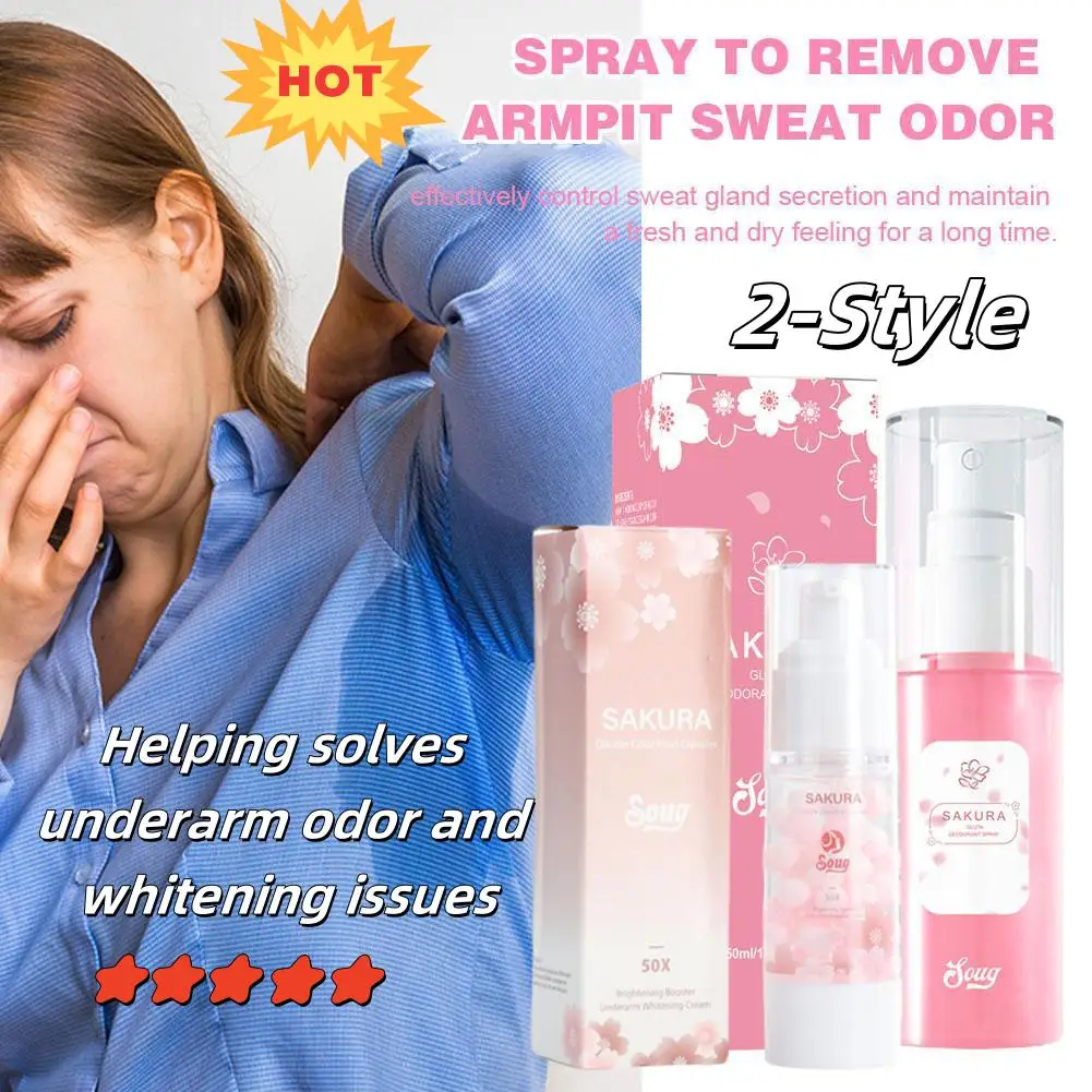 

1pcs Blossom Underarm Deodorization And Whitening 2-style Refreshing Spray Essence To Remove The Odor Of Underarm Sweat