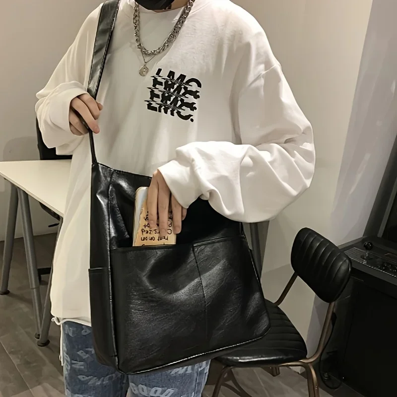 Retro Large Capacity Crossbody Bag, Casual Style, Adjustable Strap, Versatile Fashion Bucket Shoulder Bag For Daily Going Out