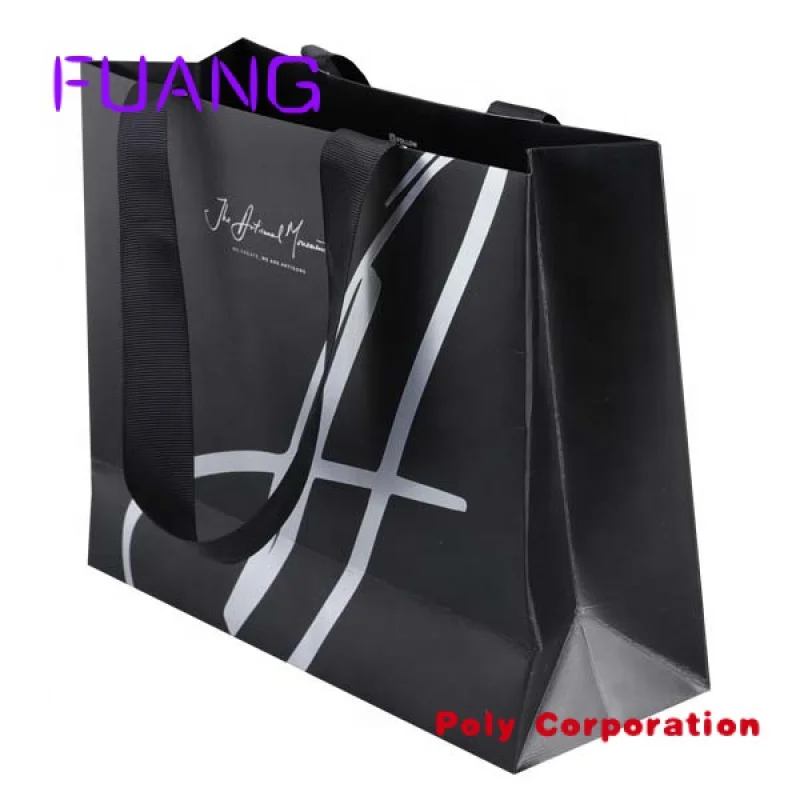 Custom  Luxury sac de course packing bag Custom logo gift bag glossy clothes branded retail shopping paper bags with rope handle