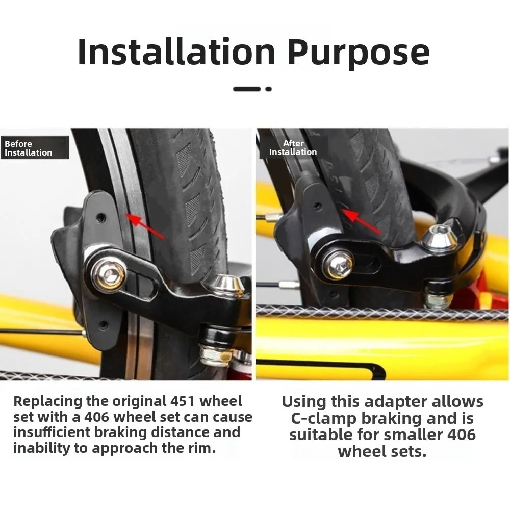 20 Inch Frame Folding Bike Brake Caliper Extender Adjustable Anti-loosening Middle Support Conversion Seat Lightweight Stable