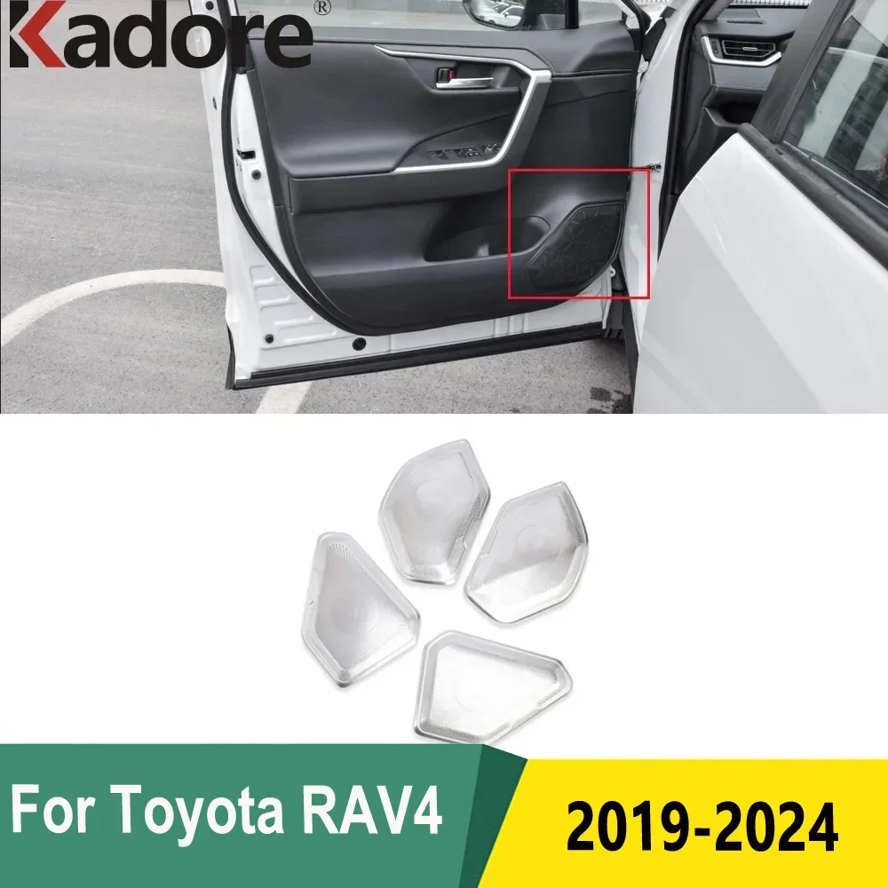 For Toyota RAV4 RAV 4 2019 2020 2021 2022 2023 2024 Car Side Door Audio Speaker Cover Trim Stainless Steel Interior Accessoeries