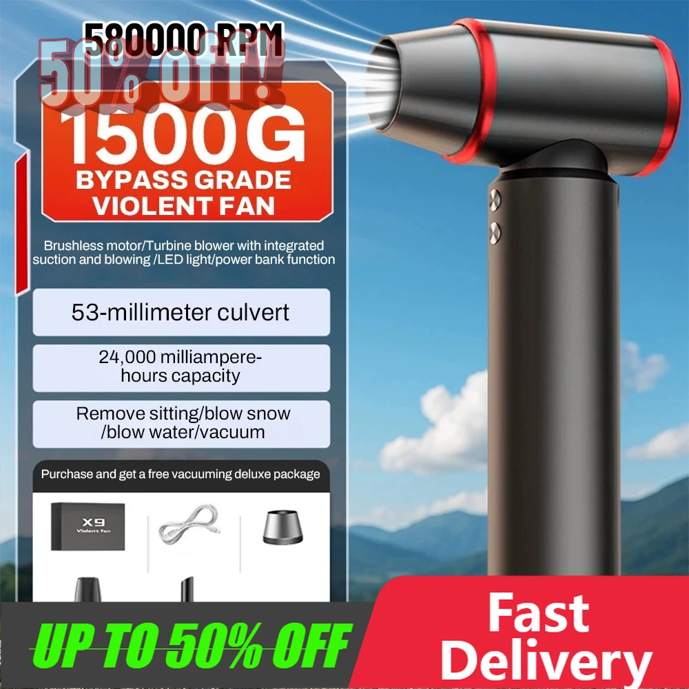 【Fast Delivery】580000RPM Powerful Air Blower 1500g Wind Pressure Violent Turbo Jet Blower 75m/s Speed Strong Snow Blowing Duster