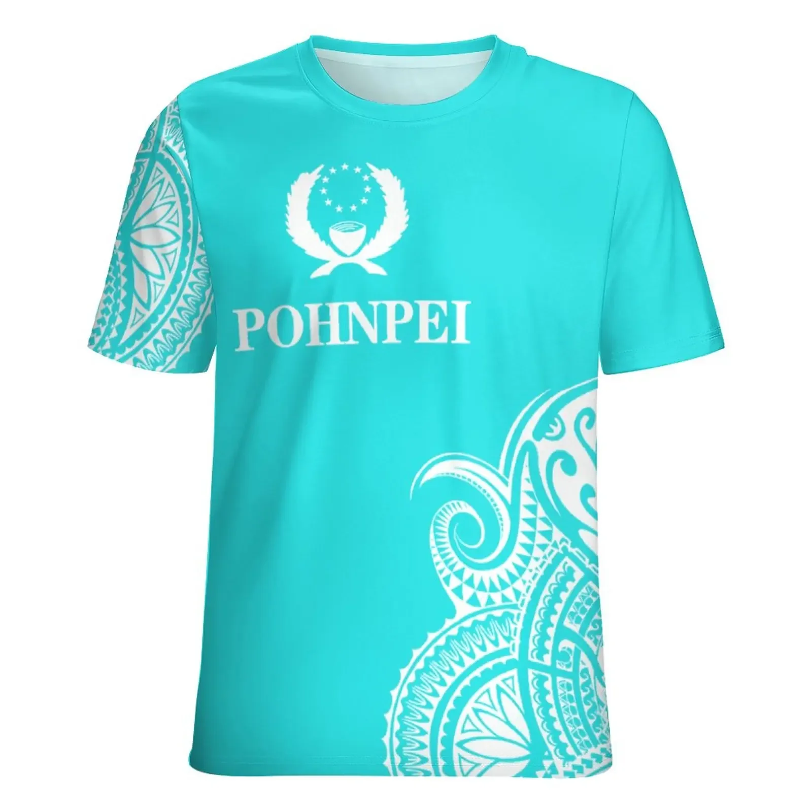 Polynesian Traditional Tribal Pattern Polyester T-shirt with High-definition Printed Short Sleeved Shirt Custom Design for Comfo