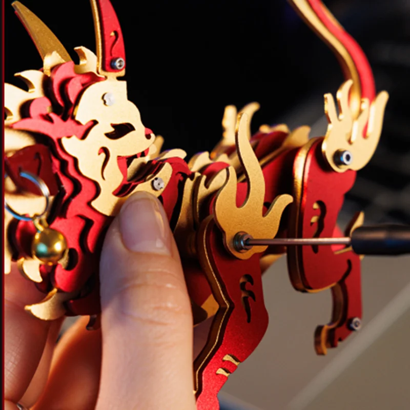 MOKR Nian Shou ثلاثية الأبعاد بازل قطع معدنية لعبة أطفال لتقوم بها بنفسك تجميع نموذج عيد الميلاد والعام الجديد هدية التعليم والتدريب