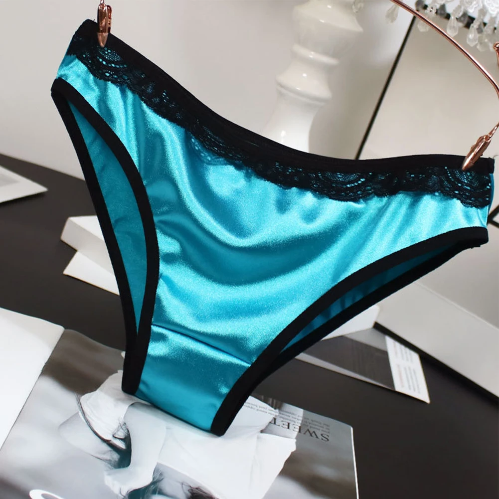 Vrouwen Pauw Blauw/Paars/Rose Rood Satijnen Slips Sexy G String Thongs Lingerie Ondergoed Slipje Zijdeachtige Knickers