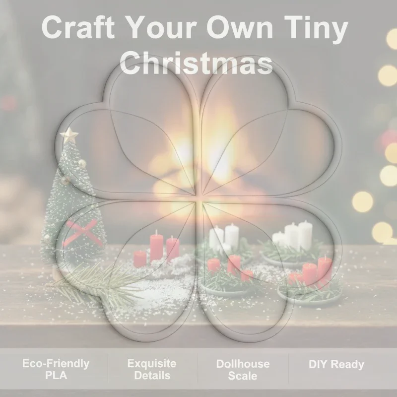 1:12 Miniature Dollhouse Christmas Accessory Set DIY Xmas Scene Decor with Mini Candle Tree for Holiday Gift Giving
