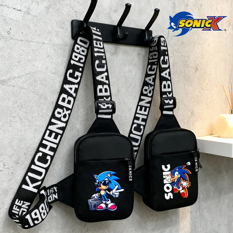 

Sonics Shoulder Bag Anime Movie Peripheral Chest Bags Boys Girls Fashiona Large Capacity Handbag Cute Crossbody Bag Storage Case