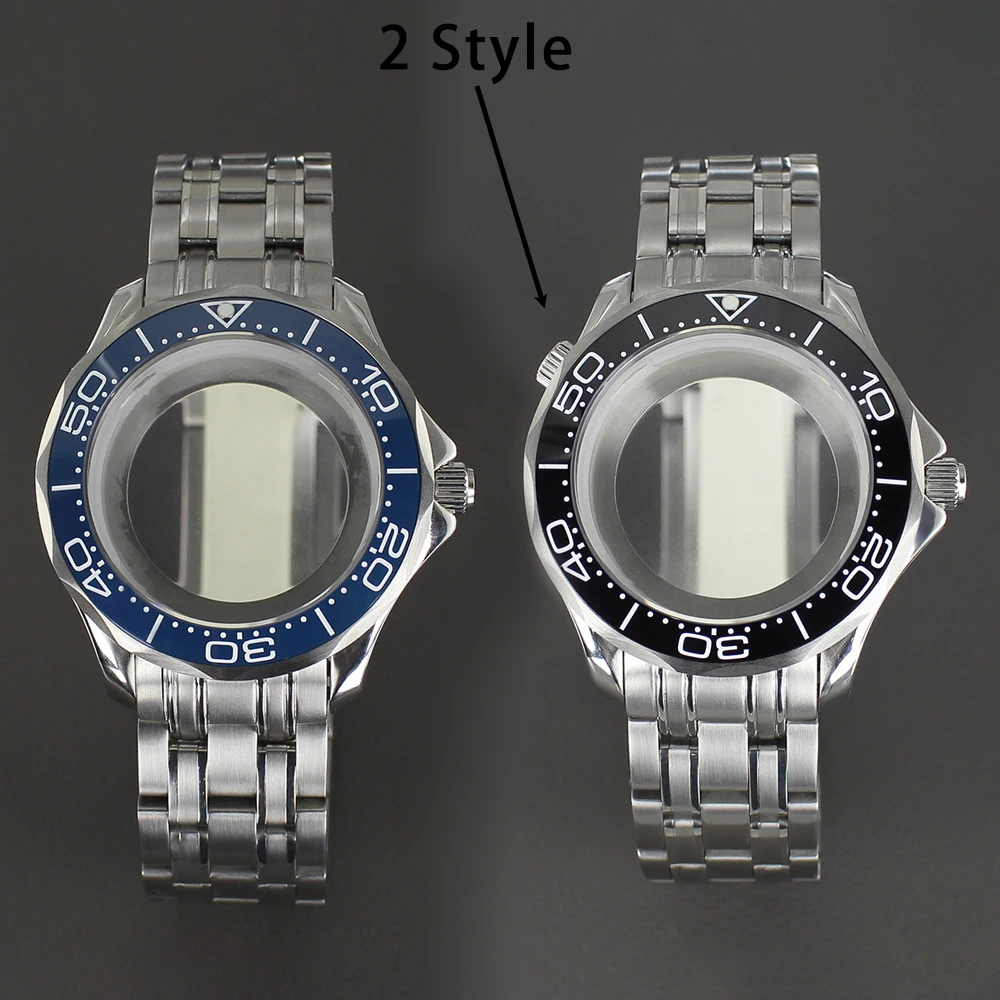 

41mm Silver Watch Case and Bracelet Sapphire Glass For Seamaster NH34 NH35 NH36 NH70 NH72 Movement 30.5mm Dial Watch Accessories