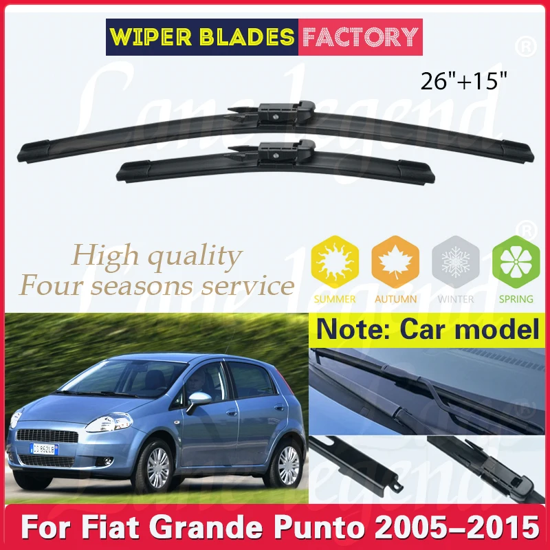 

Car Front Wiper Blades For Fiat Grande Punto 199 2005-2015 Windshield Windscreen Window Car Rain Brushes Car Accessories 26"+15"