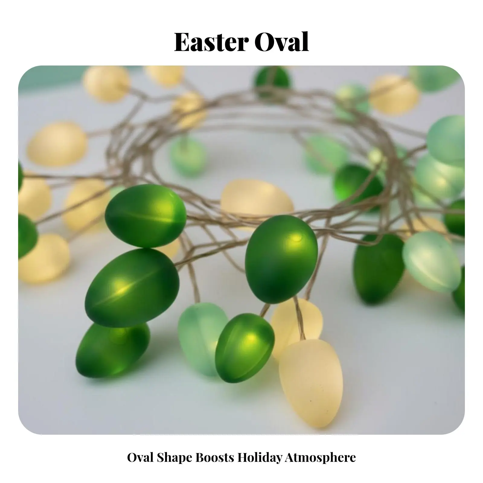 

Пасхальные овальные светодиодные гирлянды, на батарейках, с медной проволокой, зеленые, для праздничного декора