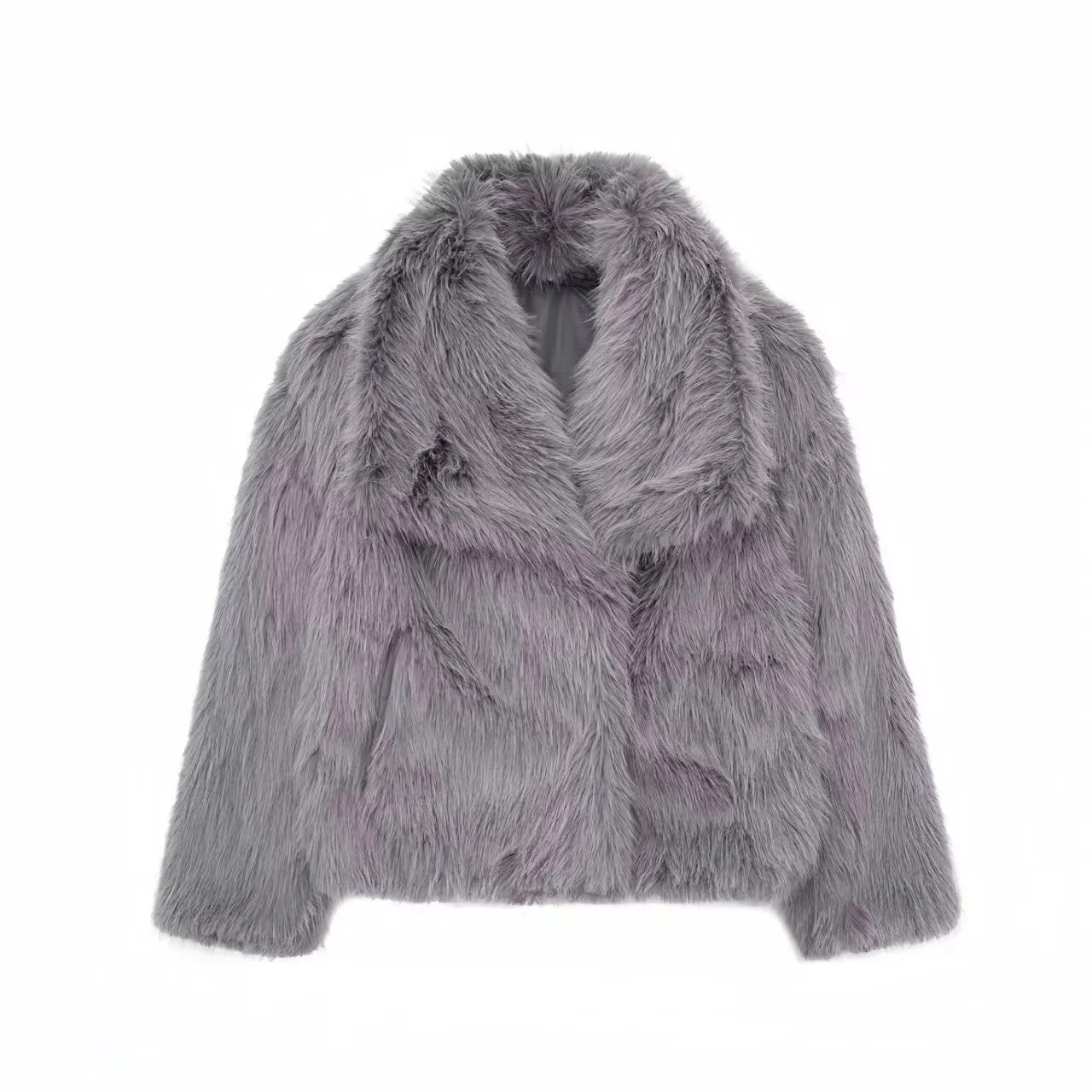 Abrigo de piel sintética de visón para mujer, cuello de solapa cálido grueso, chaqueta femenina de manga larga, ropa de calle para mujer, moda de