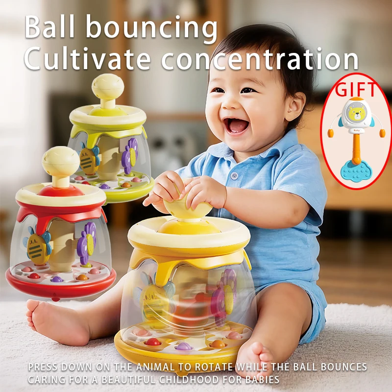 赤ちゃん教育プレスおもちゃ子供用プレス回転昆虫&ボール、手の調整、なだめるおもちゃクリスマスギフト
