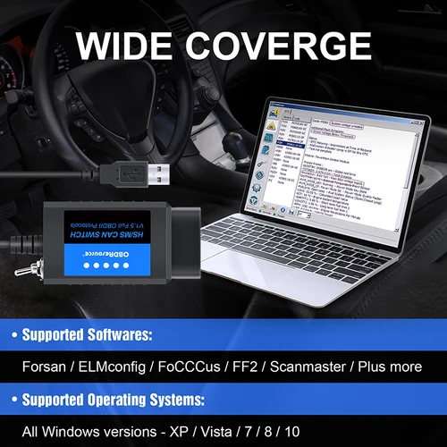 Imagen 2 del producto OBDResource FORSCan ELM327 adaptador USB OBD2 escáner lector de código programación con HS/MS para Ford USB CH340 V1.5 PIC18F25K80 Chip