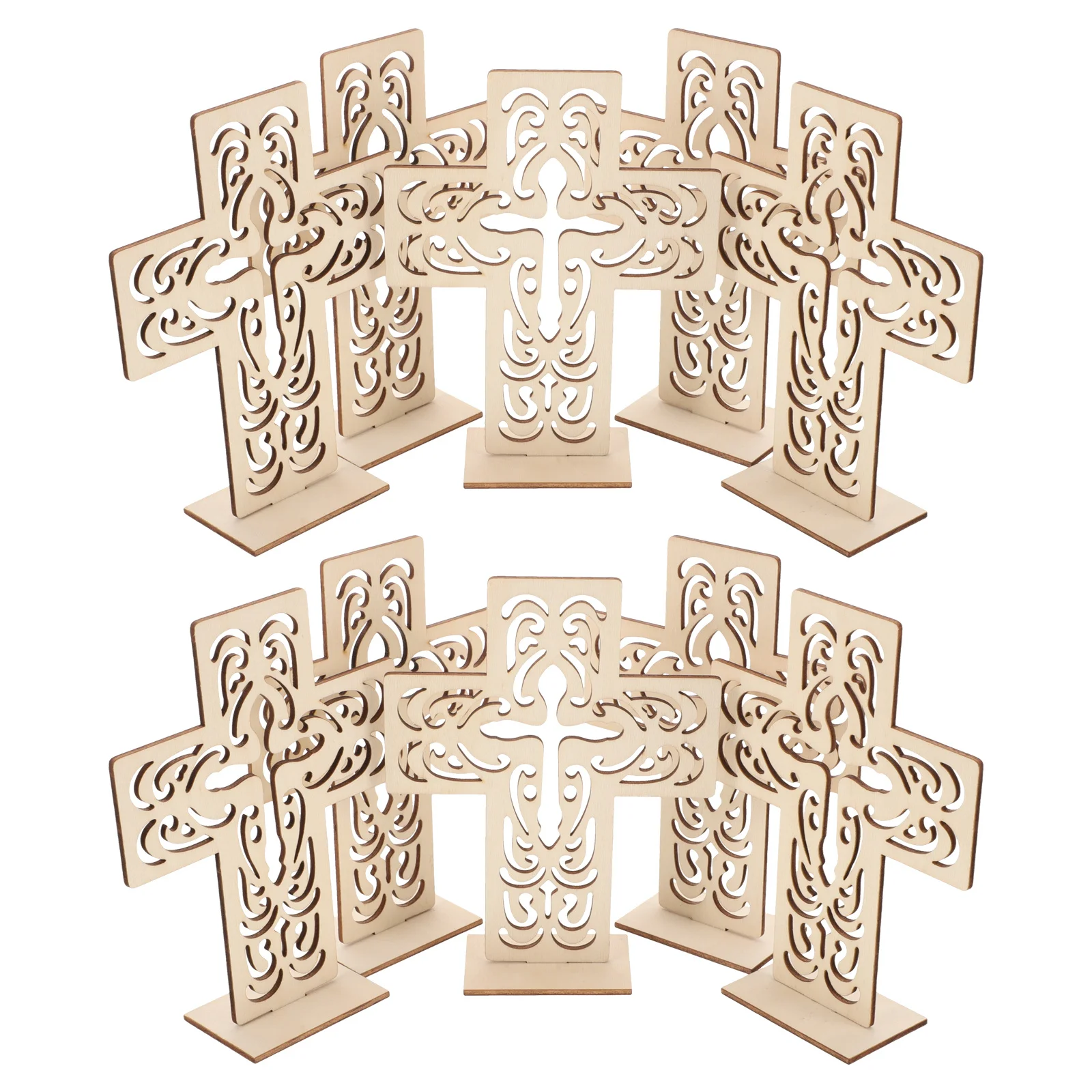 

10Pcs Decorative Wooden Cross Craft Compact Lightweight Exquisite Detail Home Jesus Cross Ornament Unfinished Wood Craft