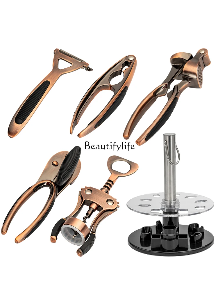 Kitchen Gadget Combination Suit Wine Corkscrew Walnut Clip Household Complete Collection