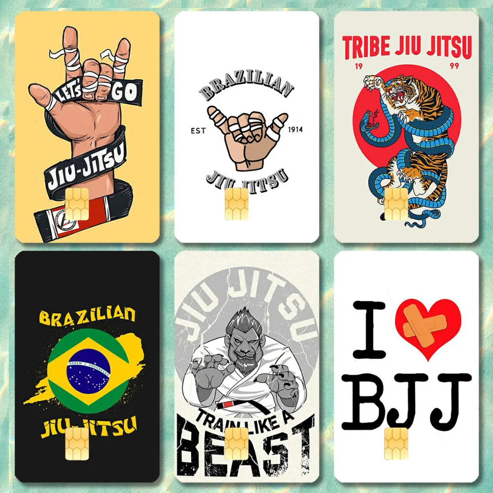 BJJ Brazilian jiu-jitsu Stickers Cartoon Credit Card Visa Debit Bank Charge Card Bus Metro Waterproof Sticker Decal Decoration