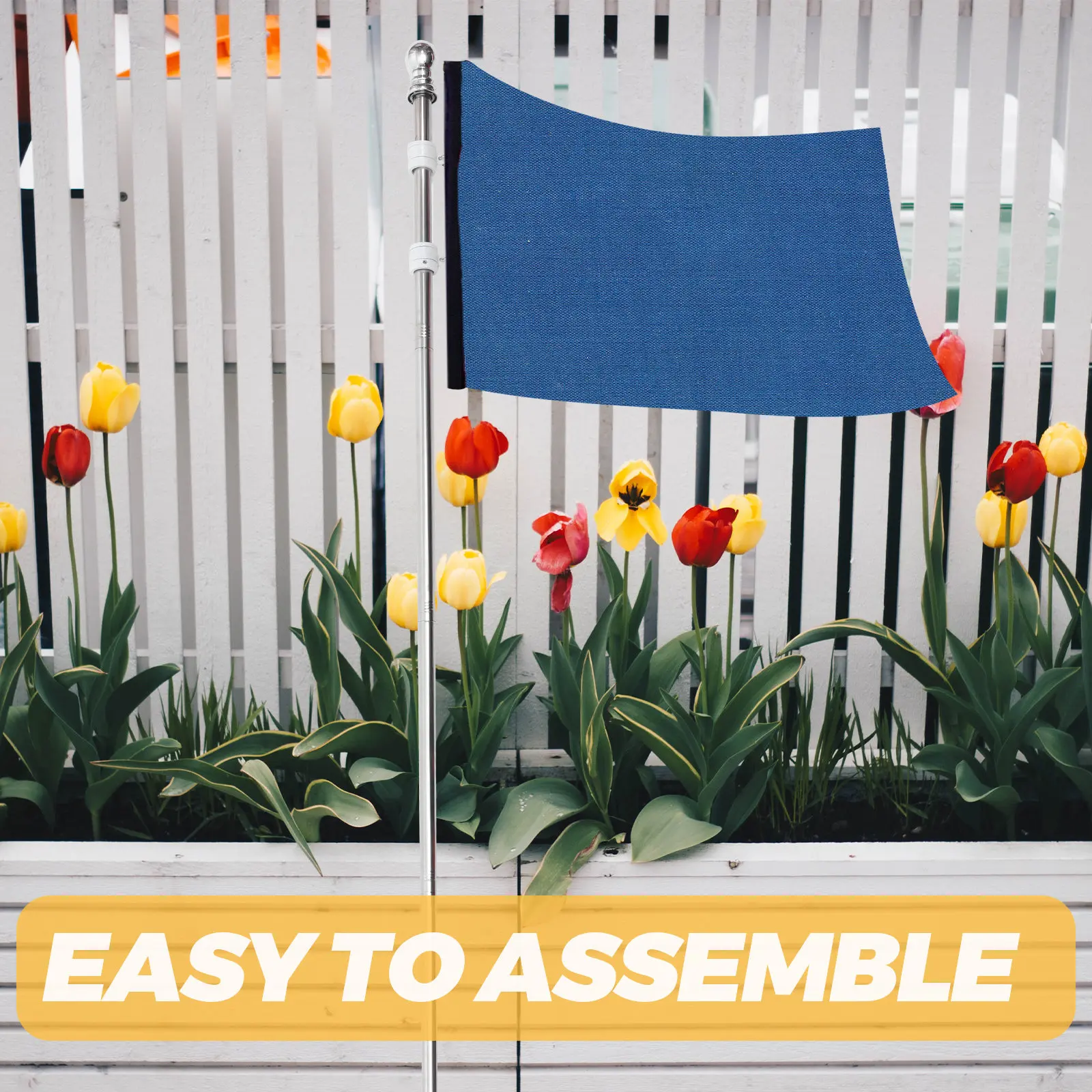 1Set Stainless Steel Flagpole Kit Sturdy Weatherproof Detachable Flag Pole for Roof Truck Boat Garden Flag Display Rack