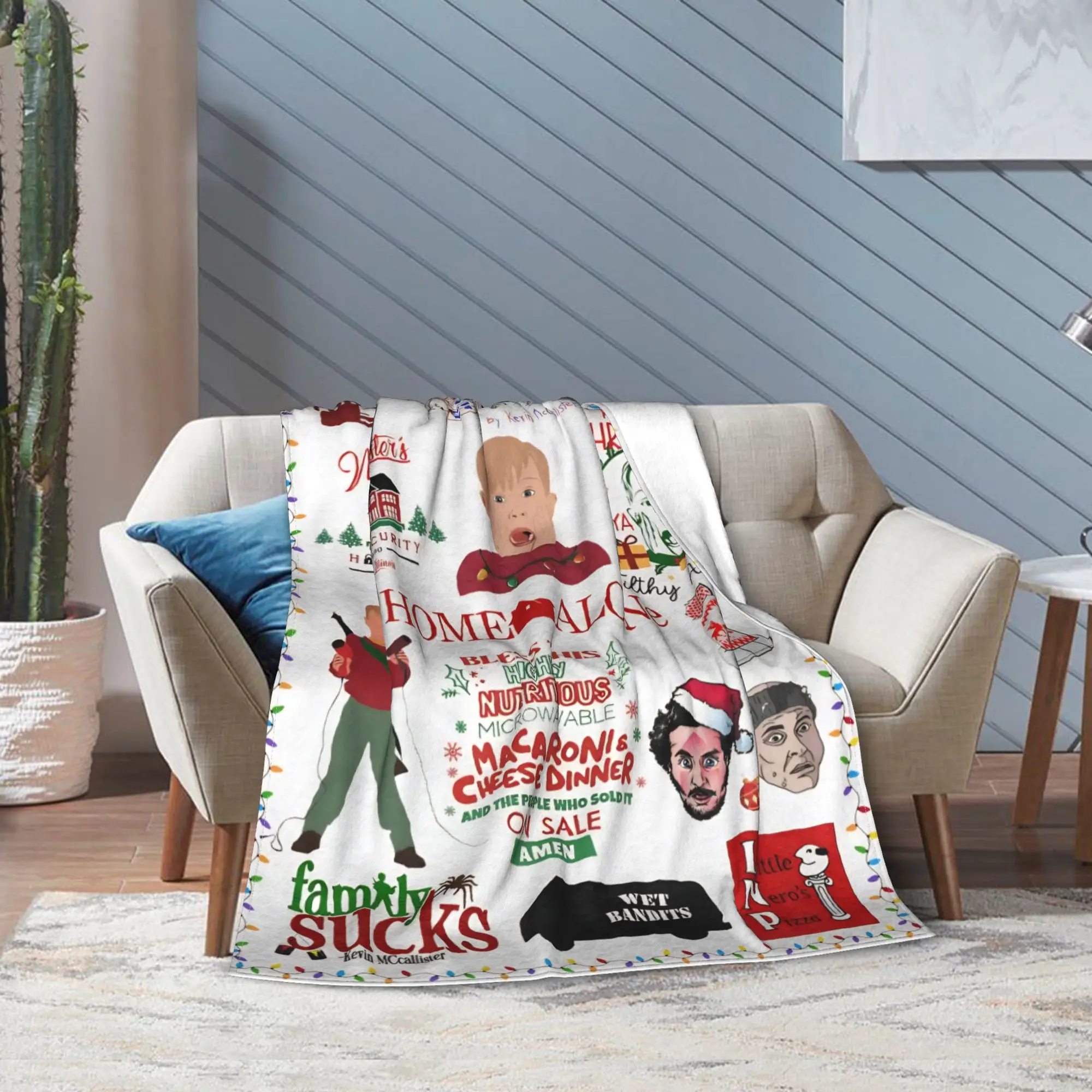 المنزل وحده كيفن كوميديا بطانية صوف عيد الميلاد عيد ميلاد سعيد مضحك رمي بطانية للمنزل 125*100 سنتيمتر سوبر لينة