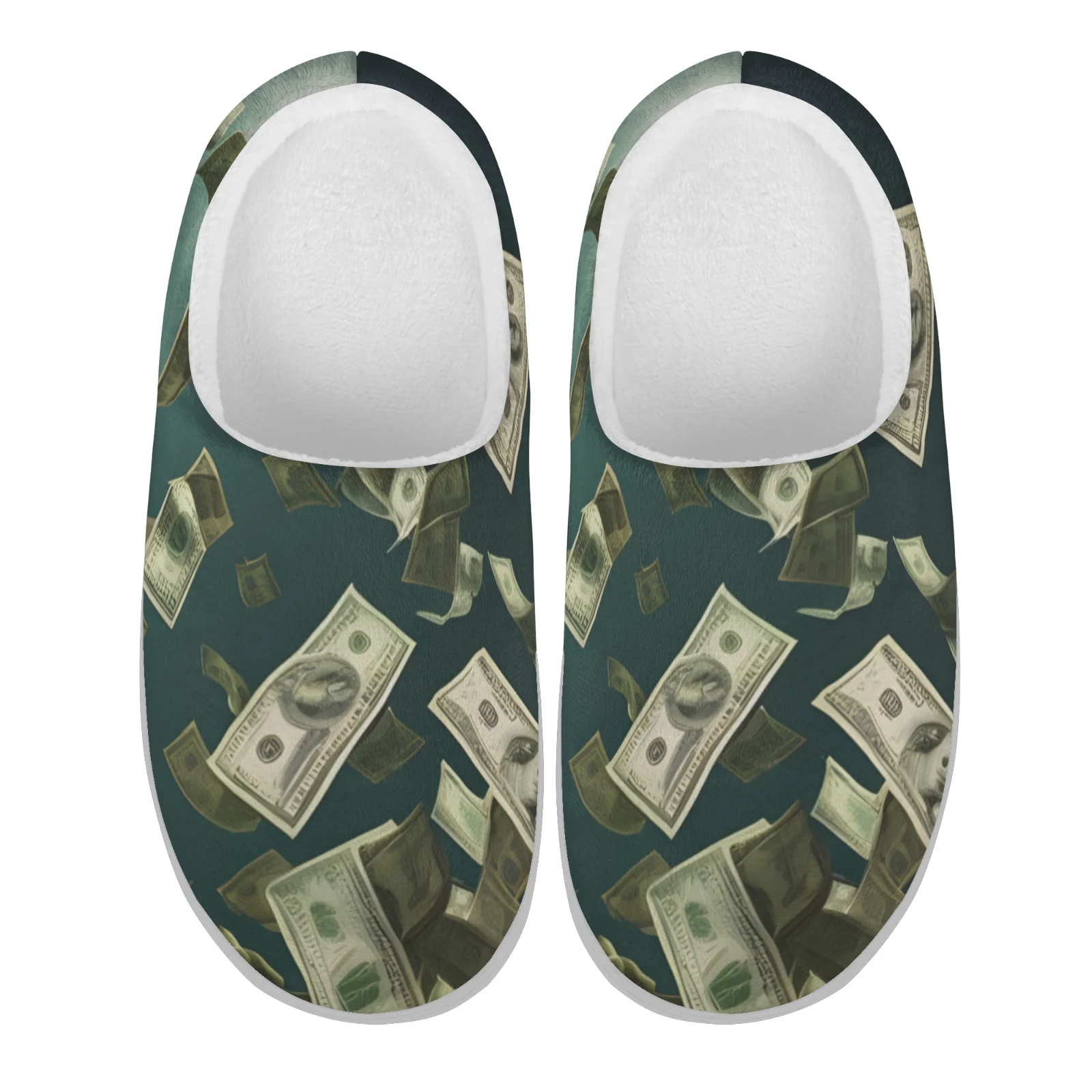 

Custom Shoes Dollar Bill Prints Home Cotton Slippers High Quality Plush Fashion Casual Keep Warm Shoes Thermal Slipper
