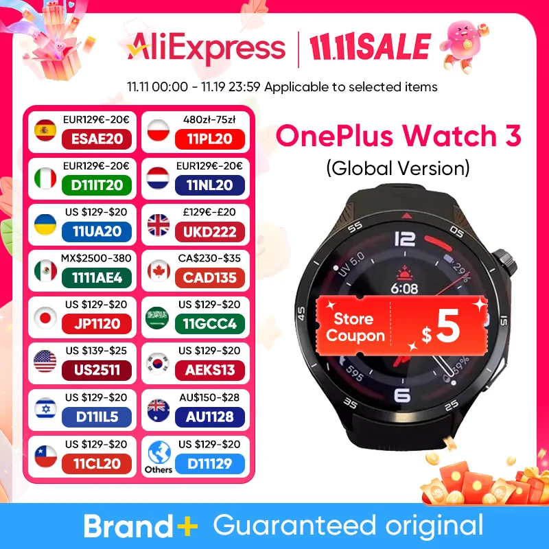 Global Version OnePlus Watch 3 Smart Watch 1.50inches LTPO AMOLED Display Snapdragon W5 Processor Dual Frequency GPS Wear OS