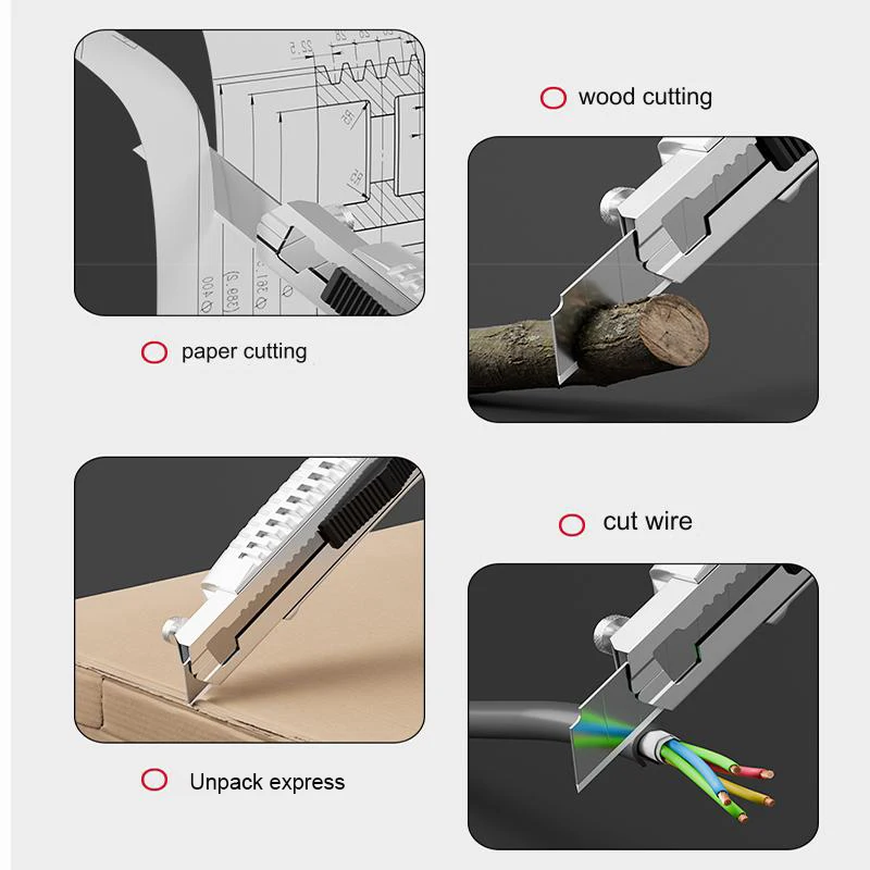 Professional Cutters with 5PC Blades Heavy-Duty Snap Off Retractable Utility Knife Quick Change Blade Safelock Sturdy Alloy Body