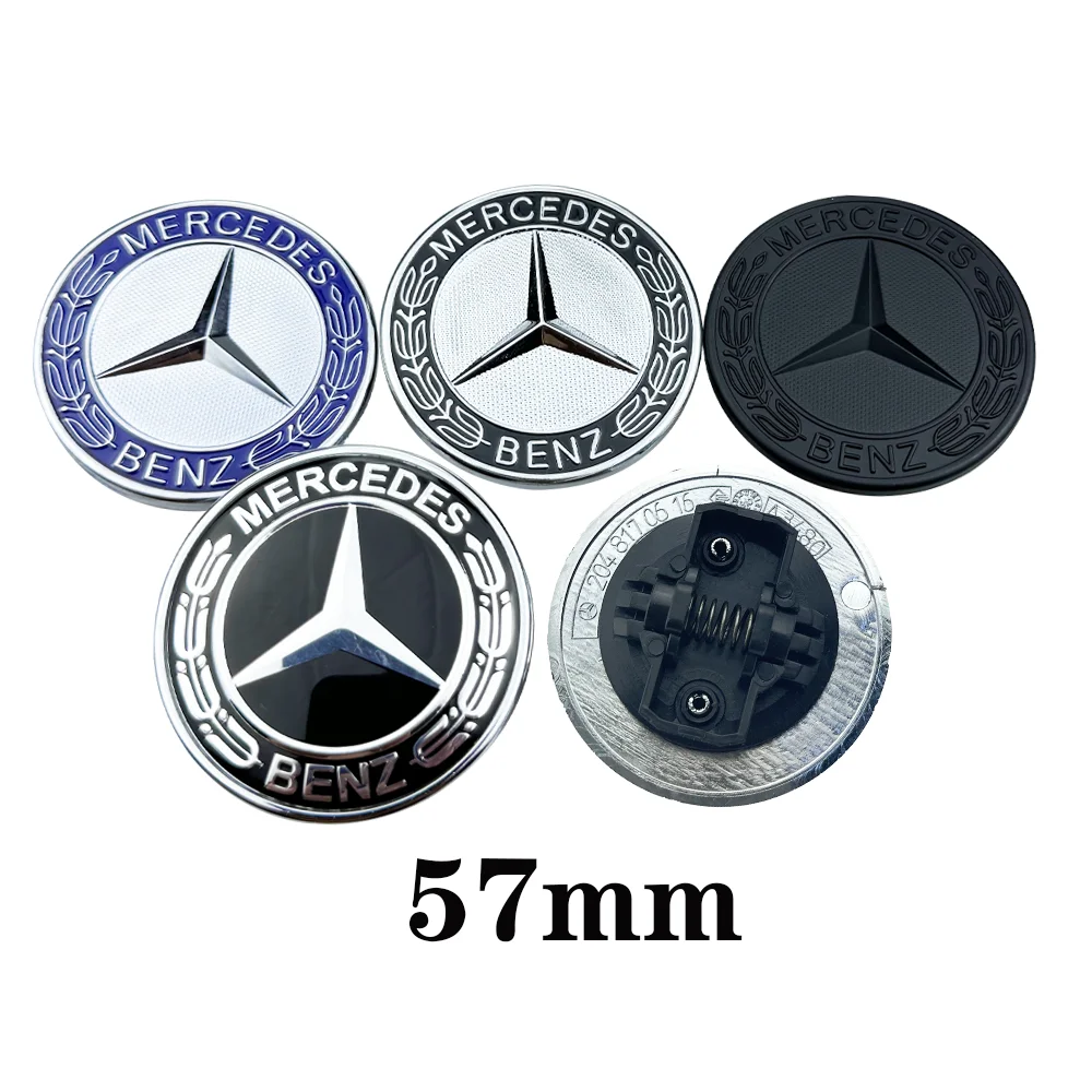 1pcs 57mm ABS New Blue Black Car Front Hood Star Logo Cover Bonnet Emblem Badge For Mercedes Benz AMG W204 W222 W212 Accessories