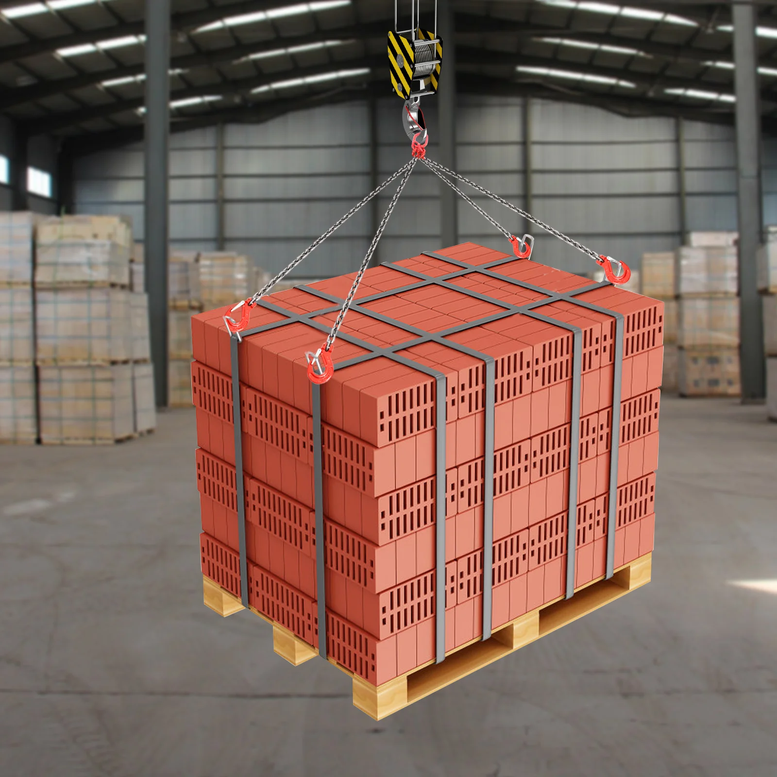 

Chain Sling, 5/16" x 5ft G80 4-Leg Lifting Chain W/ Hooks, Forged Alloy Steel Wire Rope Hoist Sling for Rigging Towing Warehouse