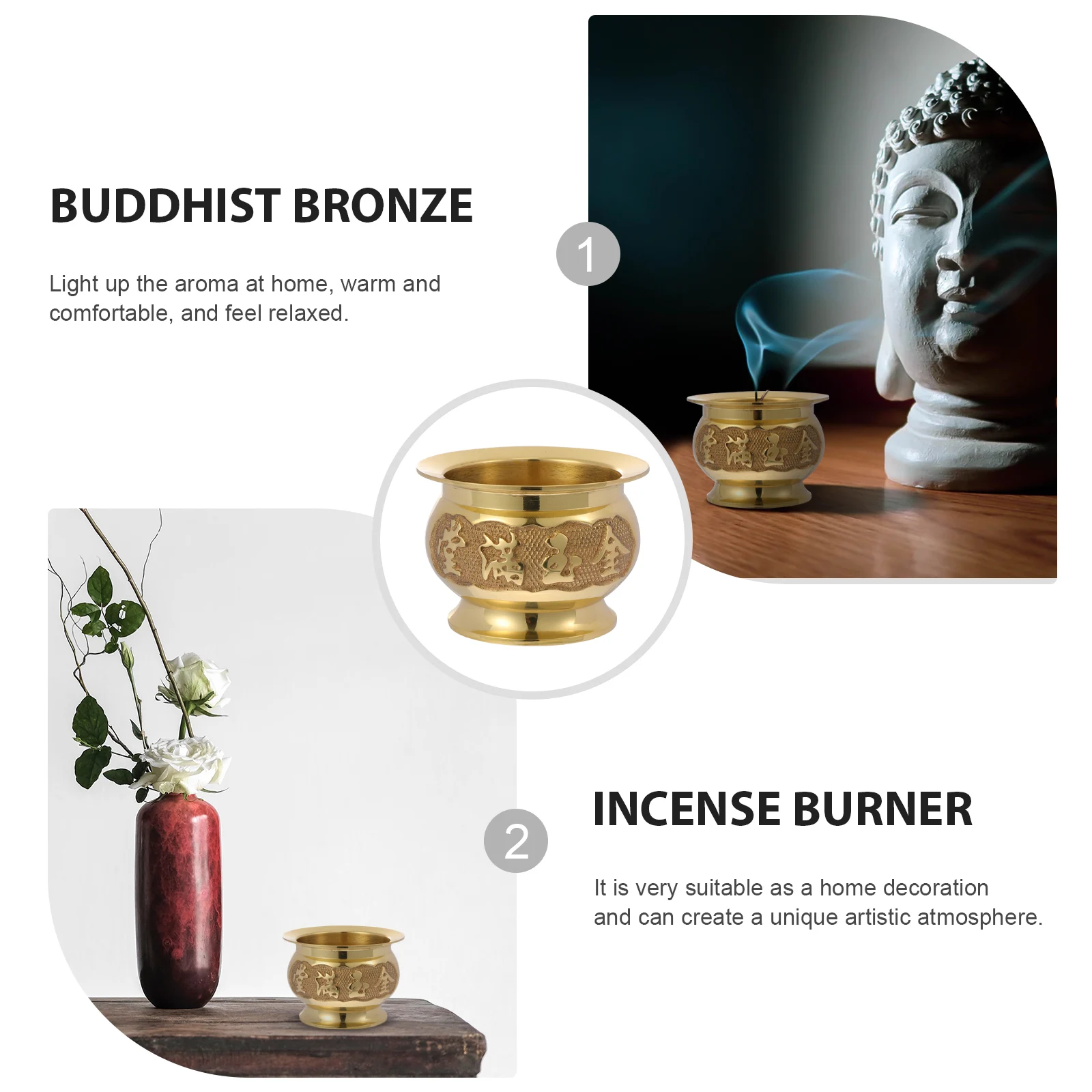 

Incense Burner Holder Aromatherapy Burner Home Decor Retro Copper Incense Holder Practical Household Censer