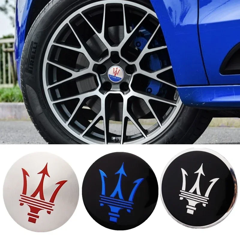 4 unids/set cubo de rueda de coche pegatina central accesorios para Maserati Gran Turismo Ghibli Quattroporte Coupe GT Gransport Coupe Levante