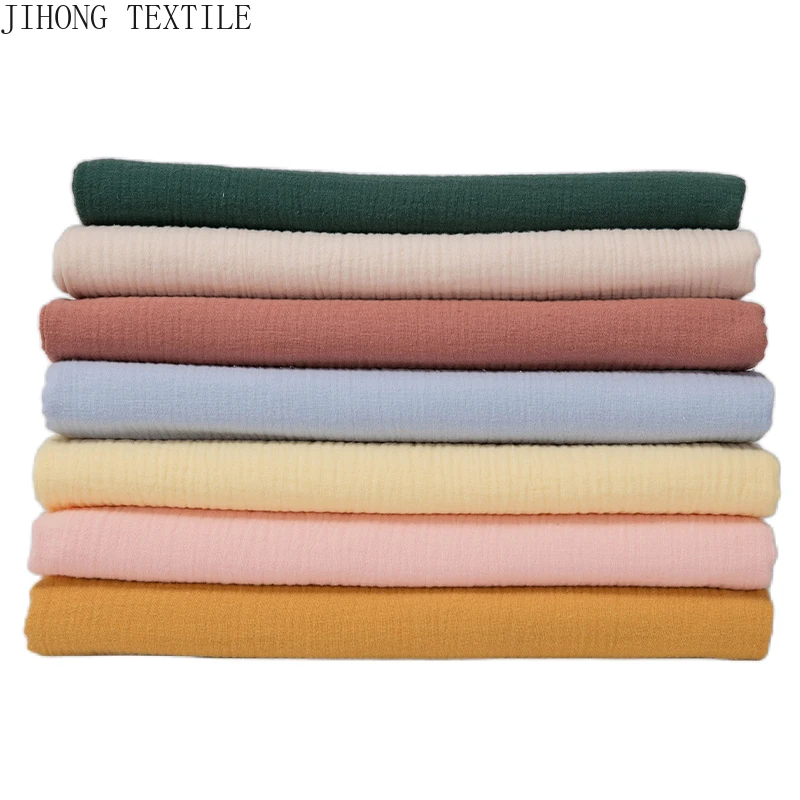 1m Double Layer Gauze Soft Pajamas Sewing Fabric By The Meter 100% Cotton Crepe Fabric for DIY Kids Swaddle Headband Material