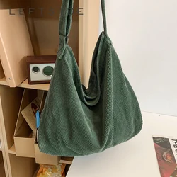 LEFTSIDE Big Soft Corduroy Handbags for Women 2024 Y2K Fashion Travel Shoulder Bag Large Shopper Shopping Bags Crossbody Bag