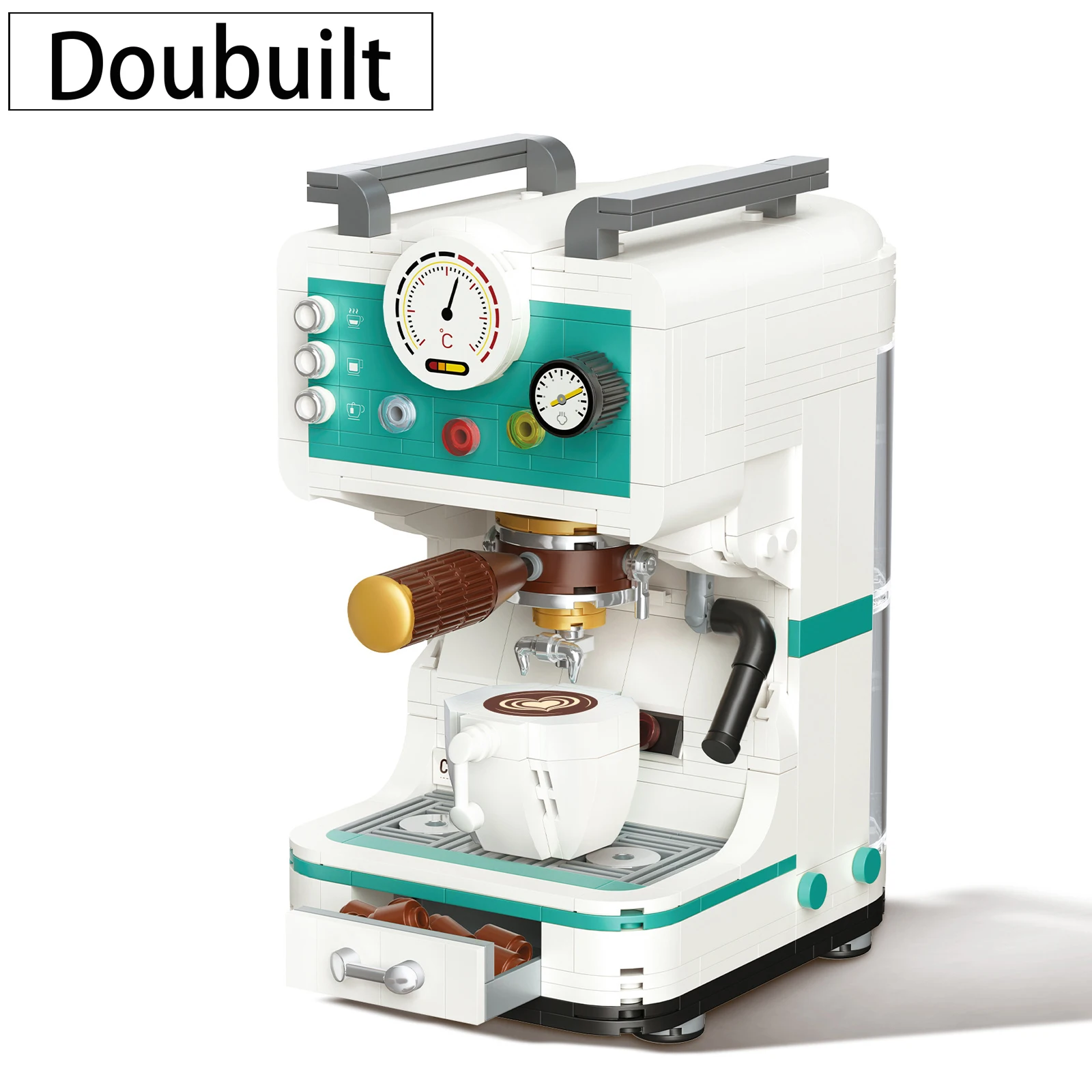 

DOUBUILT Coffee Machine Building Block Toys Retro Creative Micro Mini Building Brick Simulation Model with Box Kid Girl Boy Gift