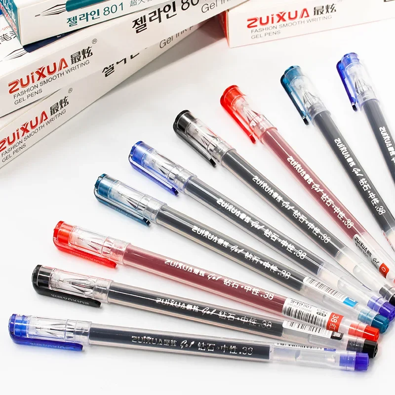 48pcs  Creative diamond stone 0.38mm neutral pen office simple signature pen black red blue four color student pen