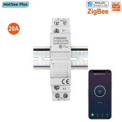 ZigBee 16A Relay Switch Timer 1P Din Rail Power Monitor Smart Life App Remote Control ON OFF Works with Tuya Alexa Google Home