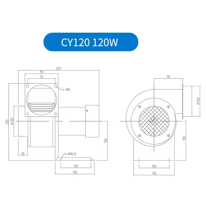 مروحة صغيرة مقاومة لدرجات الحرارة العالية، مروحة مسودة مستحثة، متعددة الجناح معزولة Cy120، مروحة طرد مركزي لاستخراج الحرارة #6