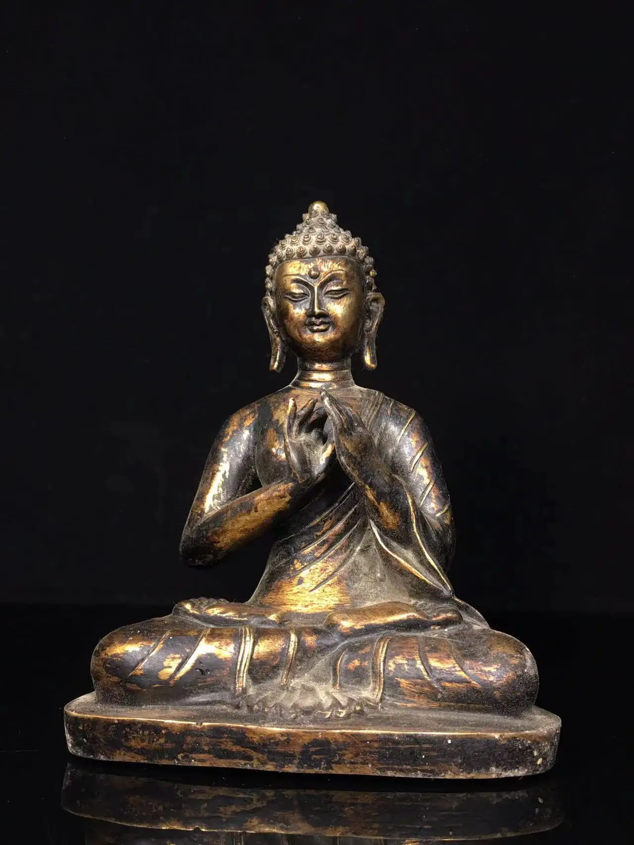 Old Ming Dyansty copper Shi Jia Mu Ni Buddha statue,Handmade2
