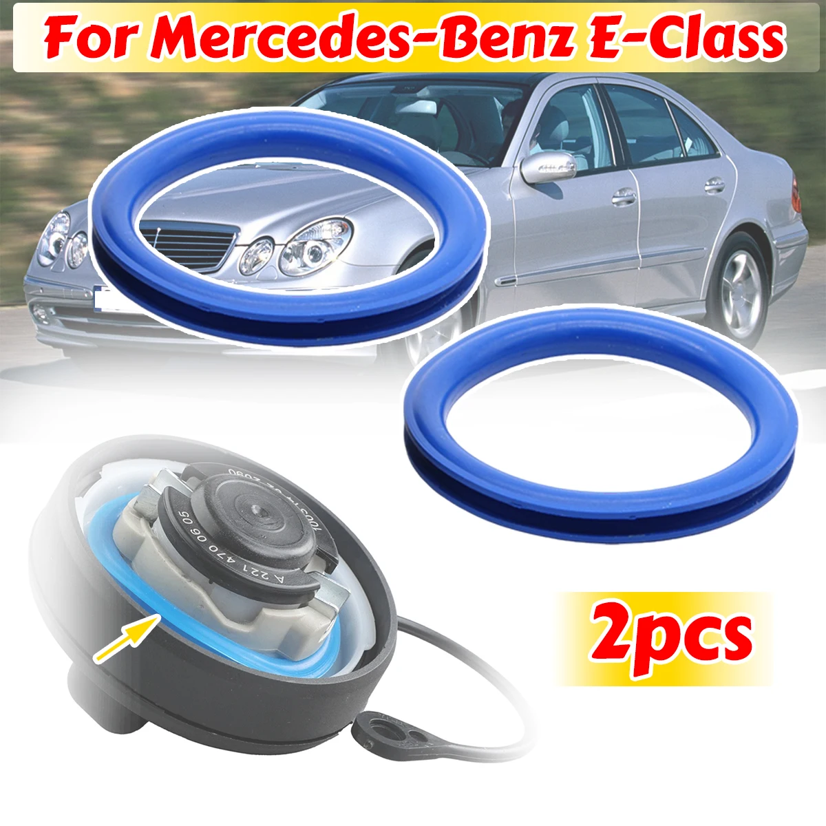 2pc Gas Cap Fuel Seal Tank Cover Neck Repair O-ring Rubber Gasket Washer V Shape For Benz E-Class T-Model S211 S212 W211 W212